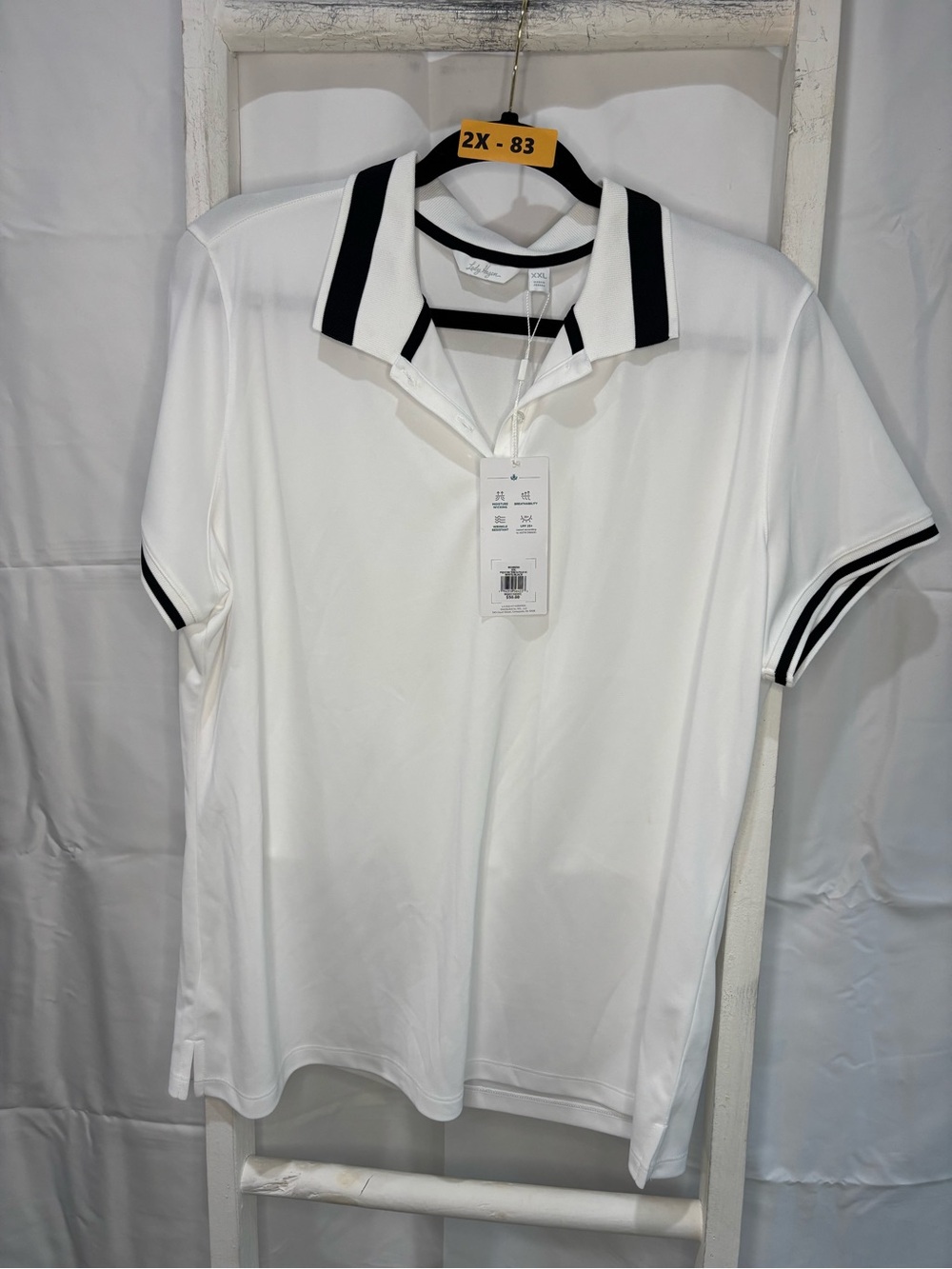 Lady Hagen White Polo Tee with Black Trim Accents